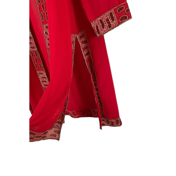 Vintage Midnight Velvet Womens Red 3 Piece Set Beaded Detail Outfit Size Large - Picture 9 of 14